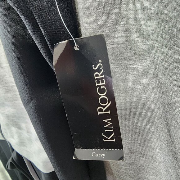 Kim Rogers 2 Piece Jacket & Pants Curvy Track Suit Set Grey & Black Full Zip 1X - Picture 3 of 13